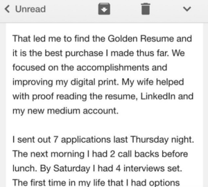 Email golden resume praise