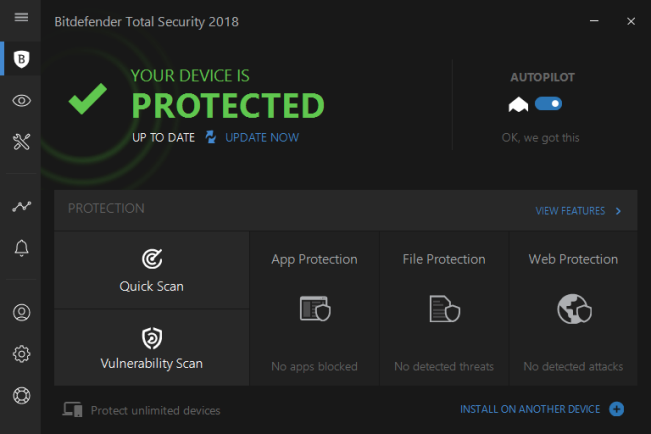 The Bitdefender Total Security 2018 software.